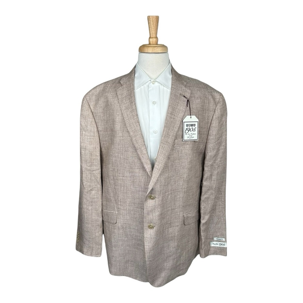 Jos. A Bank Brown Herringbone Pure Linen 2-Btn Blazer Size 48R NWT 500$